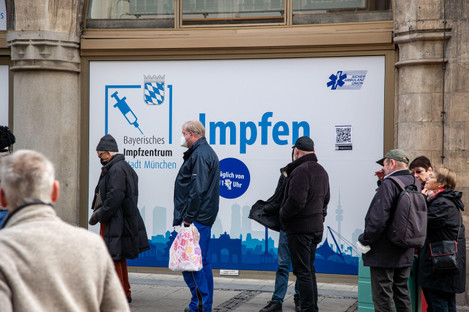 People queue at a vaccination clinic in Munich, Germany, this week.