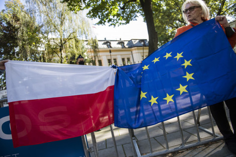 File image of a demonstration outside the Constitutional Tribunal in Poland.