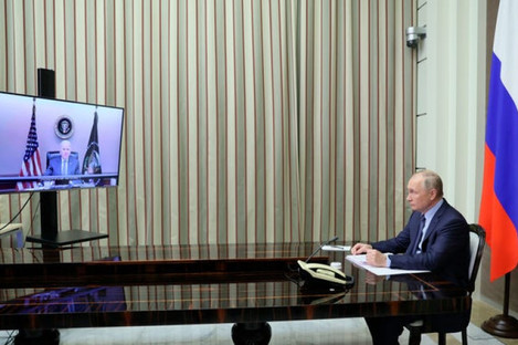 President Joe Biden spoke with Russian President Vladimir Putin via video link yesterday.