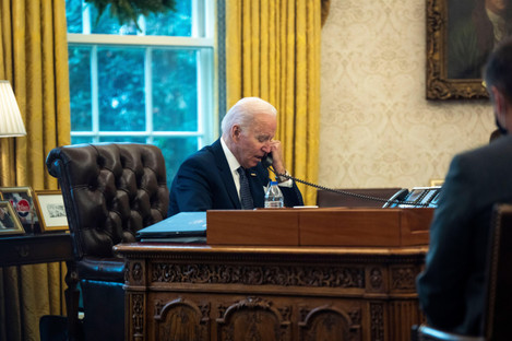 President Joe Biden holds a call with President Volodymyr Zelenskyy of Ukraine to discuss Russia's military build-up on Ukraine's borders today.