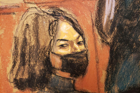 A courtroom sketch of Maxwell from 6 December.