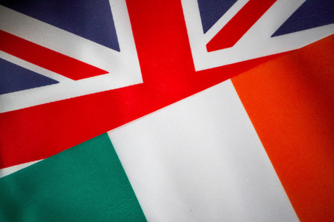 british union flag and irish tricolour flag 