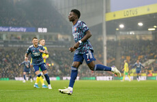 Bukayo Saka at the double as five-star Arsenal thrash Norwich
