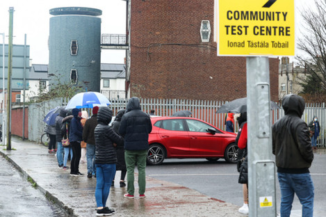 People queuing outside the testing centre at Croke Park today