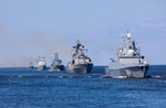 Modern russian military naval battleships warships, northern fleet and baltic sea fleet. 