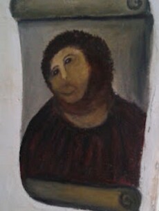 Old lady decides to restore 19th century Spanish fresco...