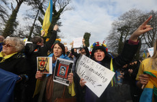 'Shame! Shame! Shame!': Hundreds block road at large protest at Russian Embassy in Dublin