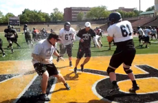 VIDEO: College training session turns to water balloon warfare