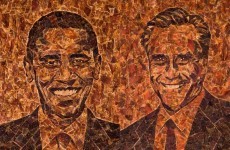Bizarre meat portraits of Obama and Romney