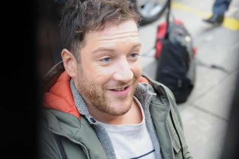 X Factor winner Matt Cardle signs autographs after appearing on ITV's 'Daybreak' this morning.