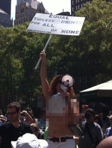 Two-dozen NYC women go topless in equality protest