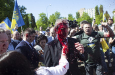 Russian ambassador to Poland splattered with red liquid on Victory Day