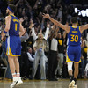Thompson and Curry help Warriors advance in NBA play-offs as Celtics stay alive