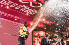 Girmay withdraws from Giro after champagne cork mishap