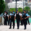 Police patrol Hong Kong park during crackdown of Tiananmen Square commemorations