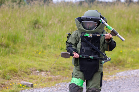 An Irish Army EOD expert during a NATO exercise. 