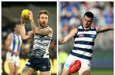 Irish duo help Geelong win top of the table AFL clash against champions Melbourne