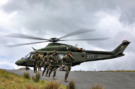 Irish soldiers during helicopter training. 