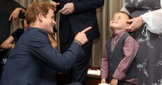Kid to Prince Harry: "I'm glad you've got your clothes on"