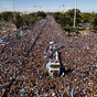 Argentina forced to swap bus for helicopters as fans swarm streets during homecoming parade