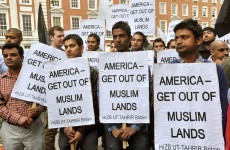 Muslims protest outside US embassy in London