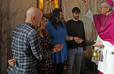 Irish couples blessed before the remains of St Valentine hear that marriage is 'like 3D glasses'