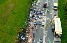 Cleanup operation underway in Louth after truck overturns, spilling battery acid and oil on N2