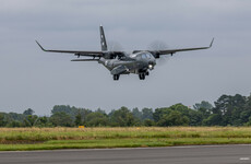 The Irish Air Corps' new maritime patrol aircraft touches down in Dublin