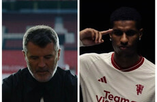Roy Keane confronted with prawn sandwiches as he launches Man United's third kit