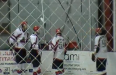 VIDEO: Don't celebrate your ice hockey goal by jumping through the glass