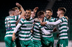 Shamrock Rovers celebrate with trophy after overcoming Sligo