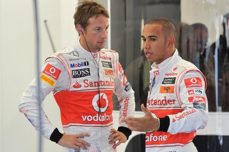 Jenson Button and Lewis Hamilton. File photo.