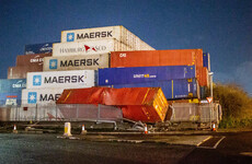 3,700 kg shipping containers blown down by high winds during Storm Isha at Dublin Port