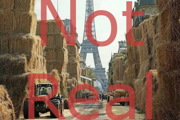 Debunked: Image of mountainous hay bales before Eiffel Tower is not a real photograph - Vimarsana News