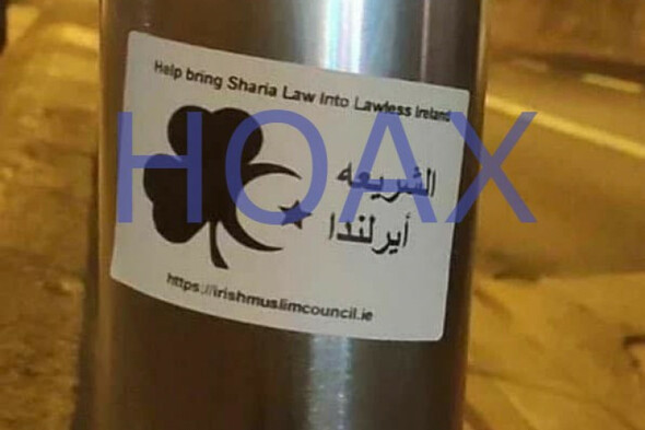 Debunked: The Irish Muslim Council has not put up stickers advocating for 'Sharia Law' - Vimarsana News