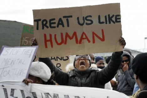 Asylum seekers protest at Mosney centre in 2010 (File photo)