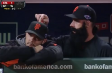 VIDEO: Brian Wilson doesn't get bored - he just pretends to play the organ on a team-mate's head