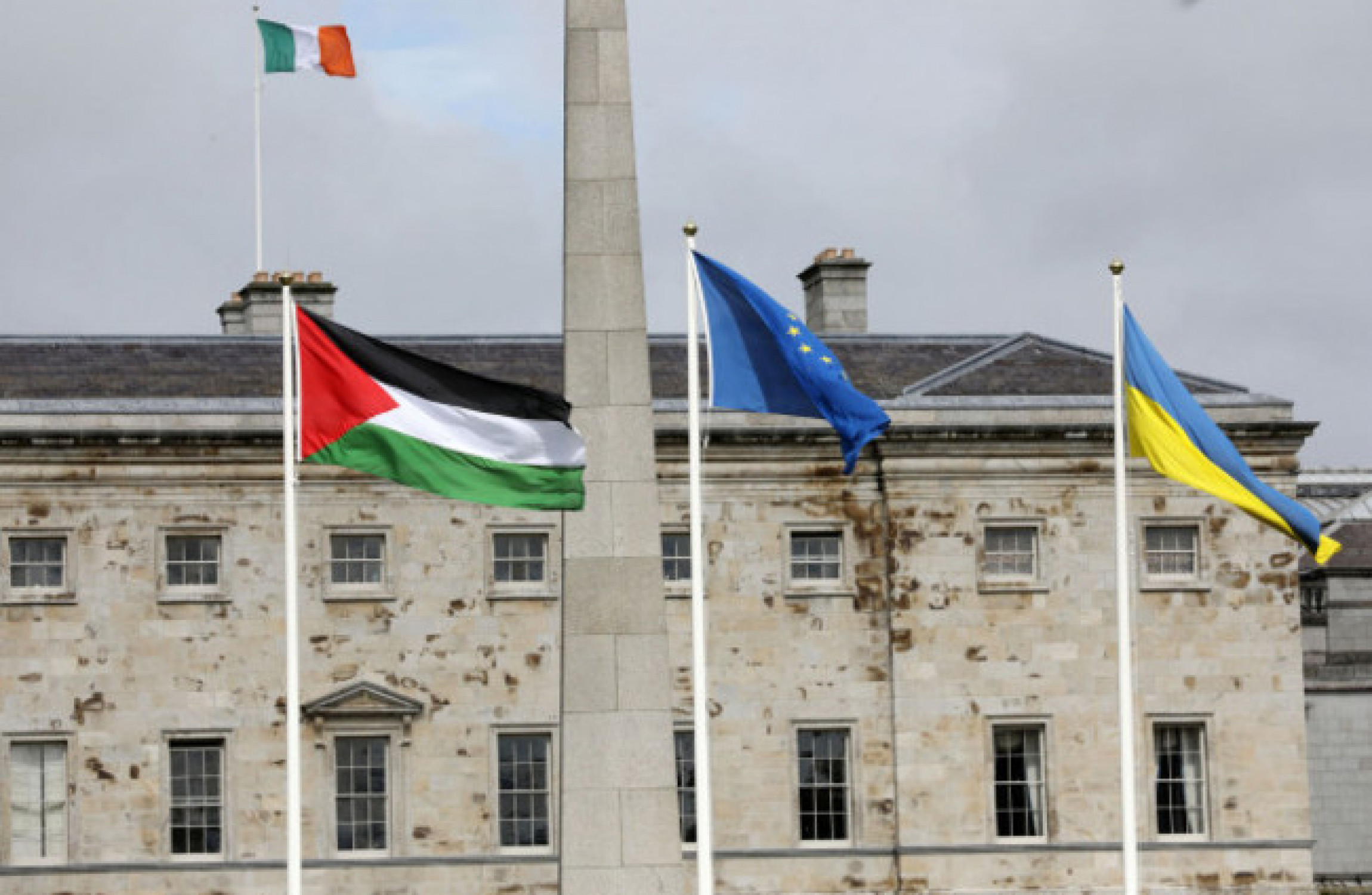 Man arrested after allegedly climbing over fence into Leinster House to remove Palestinian flag - Vimarsana News