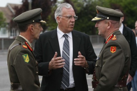 Minister Tony Killeen, centre, photographed at the removal service for former Chief of Staff of the Irish Defence Forces Dermot Early in June, 2010.
