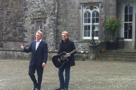 Jon Bon Jovi with Lord Henry Mountcharles at Slane Castle this morning 