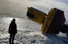 Six metre tall marine buoy adrift since Storm Bert washes up on Co Kerry beach