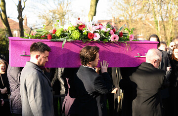 Linda Nolan funeral features pink sparkly coffin as sisters lead ...