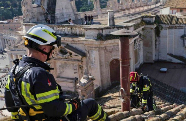 Chimney installed on the roof of the Sistine Chapel as conclave to elect new pope nears