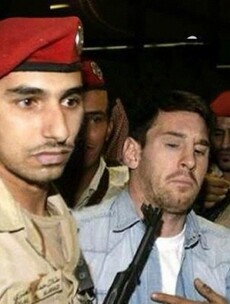 Here's your 'Lionel Messi with a machine gun poked in his face' pic of the day
