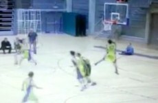 VIDEO: Basketball player misses 4 easy shots, saved from embarrassment by his own incompetence