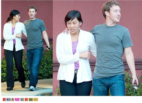 Zuckerberg hugging his girlfriend.