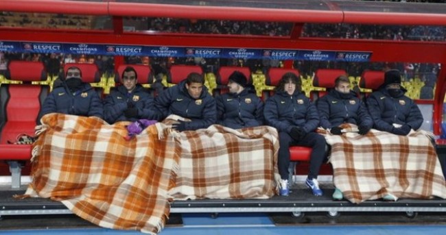 Snapshot: Spot the hard man on the Barcelona bench in Russia last night