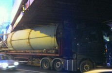 Truck gets stuck under bridge at Amiens St