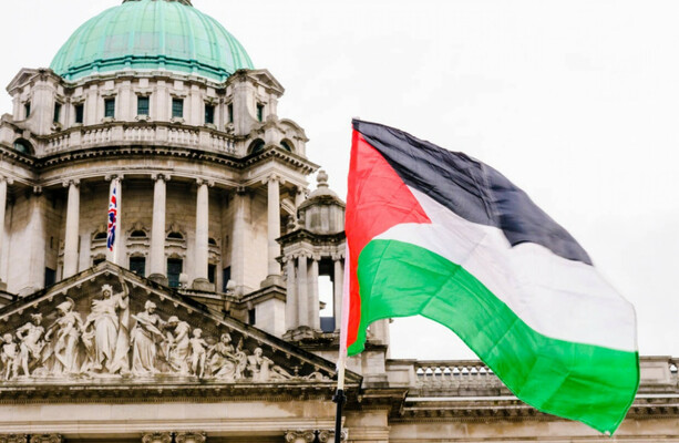 Two men arrested after clashes between protesters over Palestine flag at Belfast council