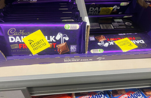 Supermarkets are adding security tags and screens to branded chocolate at some Irish stores